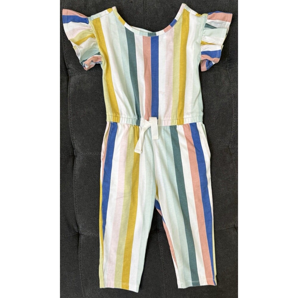 Tea Collection 2T Striped Spring/Summer Flutter Sleeve Jumpsuit